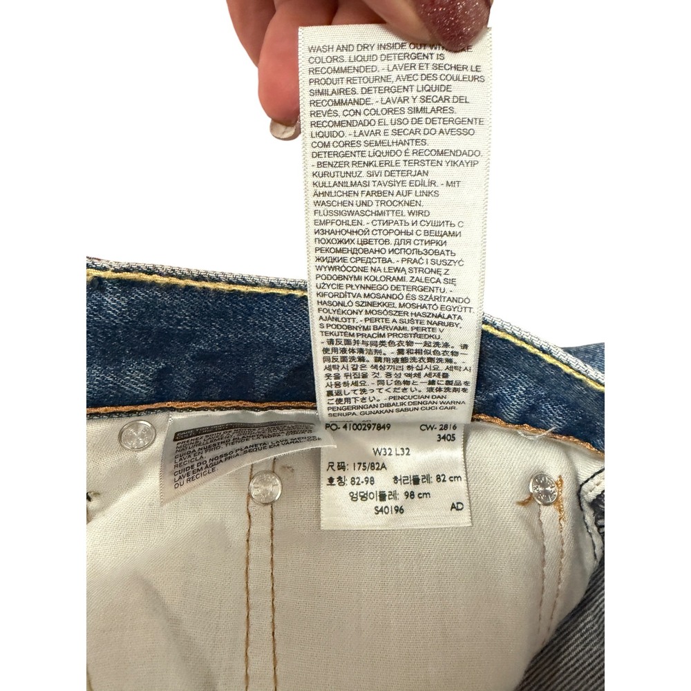 Levis 505 Regular Fit Straight Leg Blue Denim Jeans Mens 32x32 NWT - Picture 6 of 7